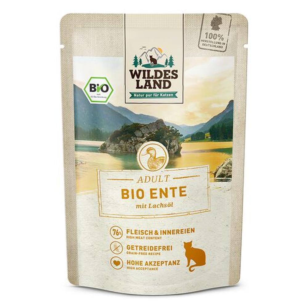 Wildes Land BIO Hrană Pisici | 76% Rață Monoproteină Pură | Omega-3 Fără Cereale 85 g