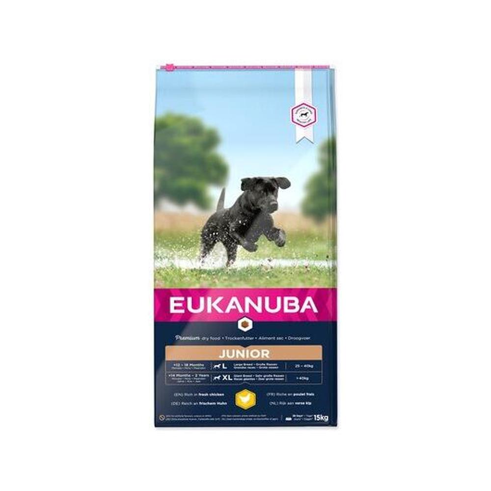 Eukanuba Junior Large & Giant Breed – Hrană uscată pentru câini tineri de talie mare și uriașă, Pui, 15 kg