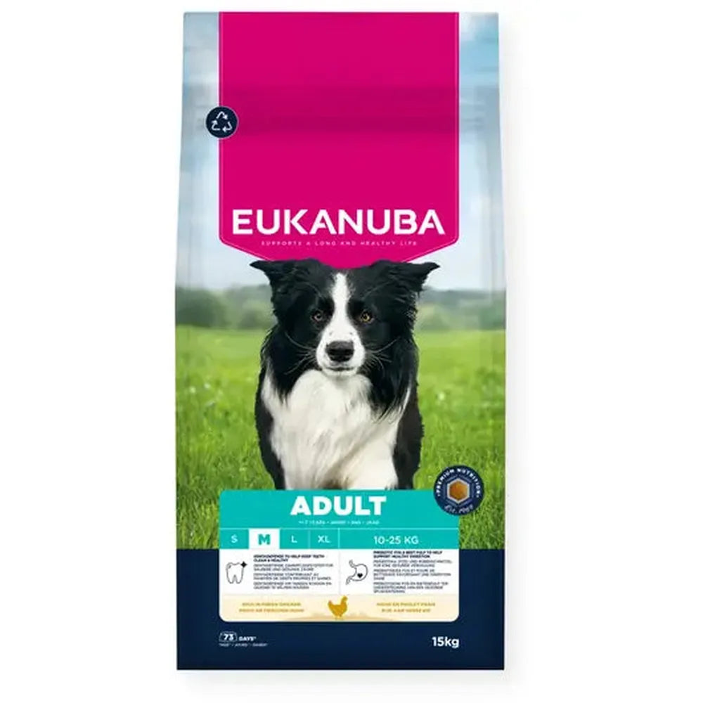 Eukanuba Adult Medium Breed cu Pui – Hrana uscata pentru caini adulti talie medie, 15 kg