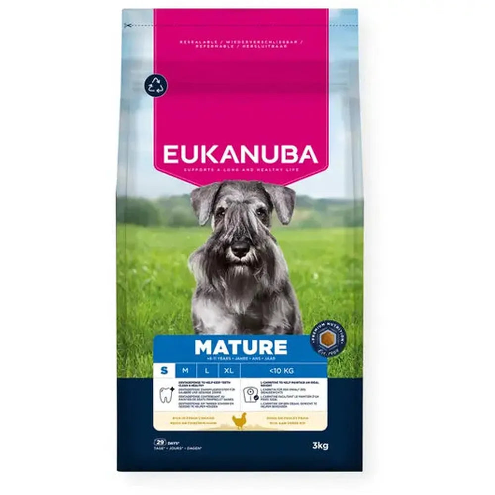 EUKANUBA Matur Talie Mică Pui, L-Carnitină & Vitalitate, 3 Kg