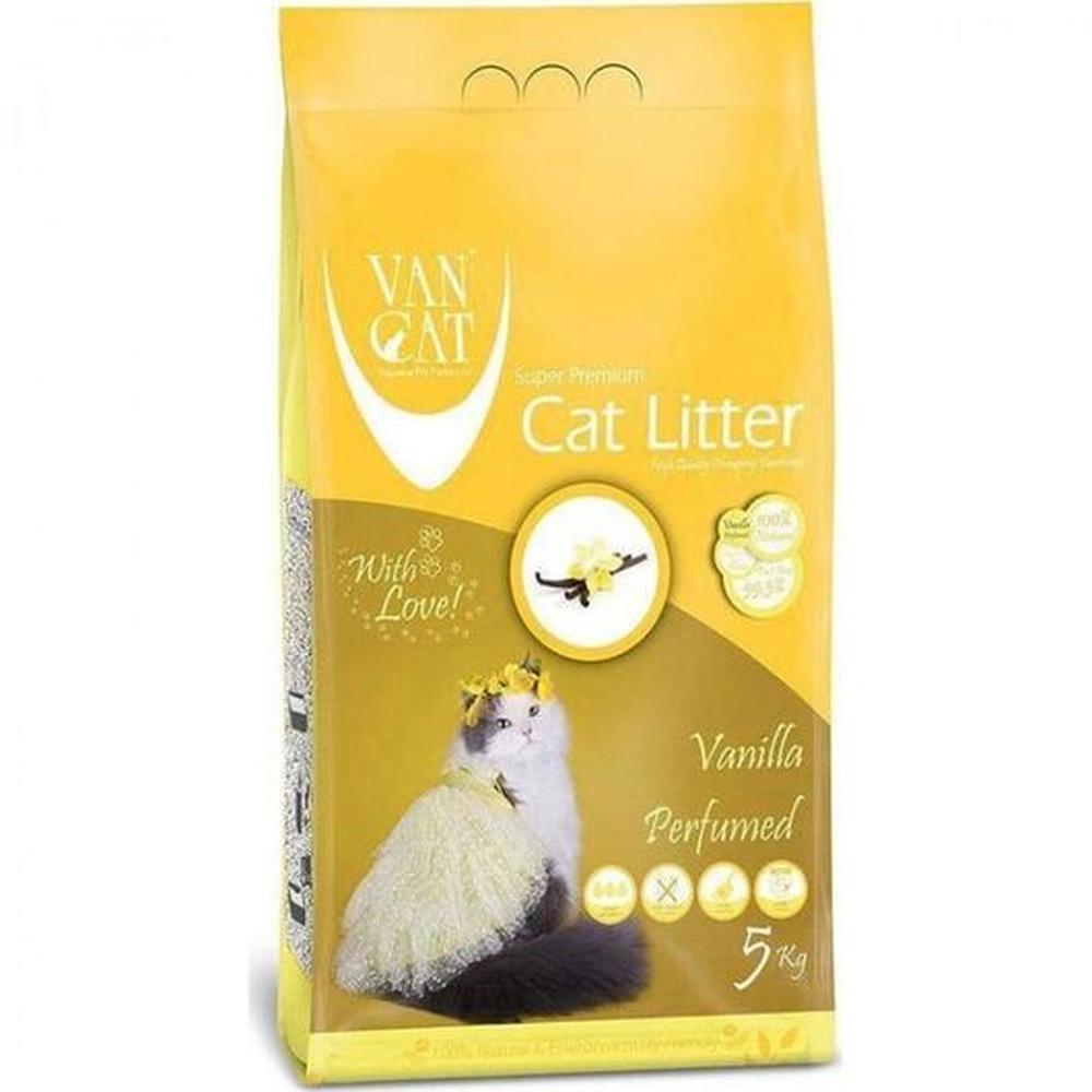 VanCat Nisip Bentonitic Pisici, Vanilie, Super Aglomerant, Compact, 5 Kg, Low Dust
