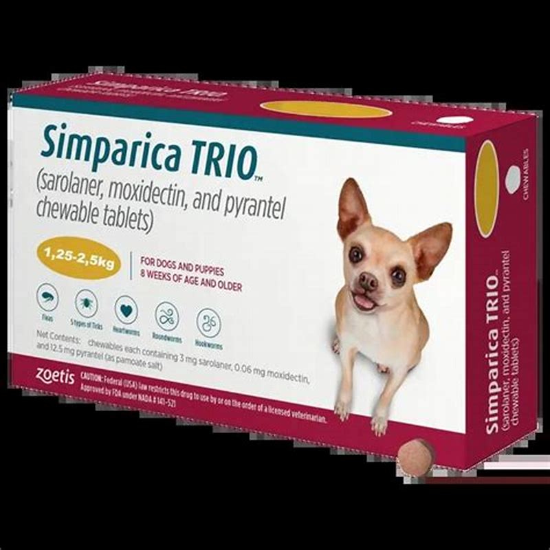 Simparica Trio 3mg (1.3-2.5kg) x 3 tab - detalii ambalaj