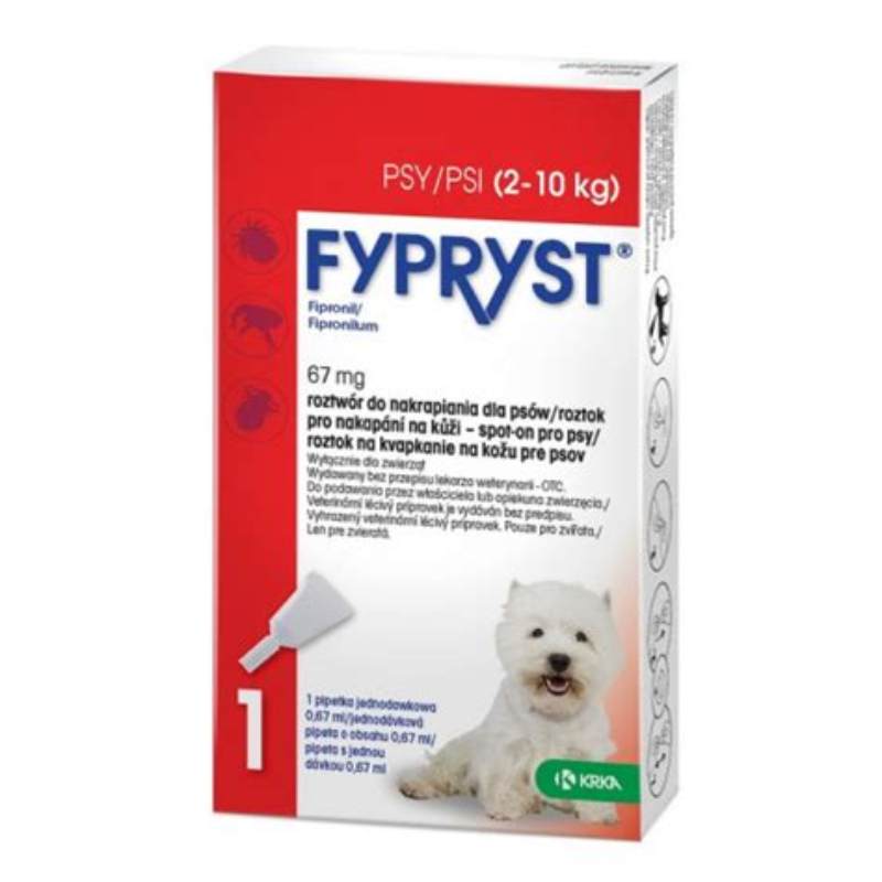 Fypryst Dog 67mg - S (2-10kg) x 3 pip - detalii ambalaj