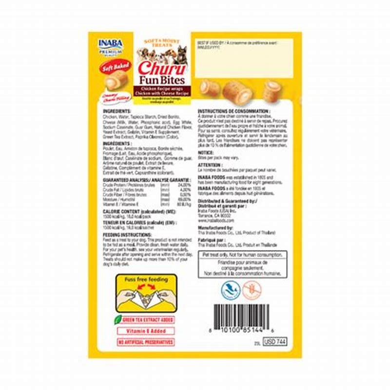 CHURU FUN BITES pentru caini cu pui si BRANZA - detalii ambalaj