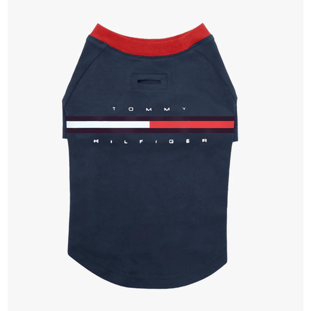 Tommy Hilfiger Tricou Câini/Pisici Classic Logo XS, Albastru, Bumbac, Talie Mică/Căței