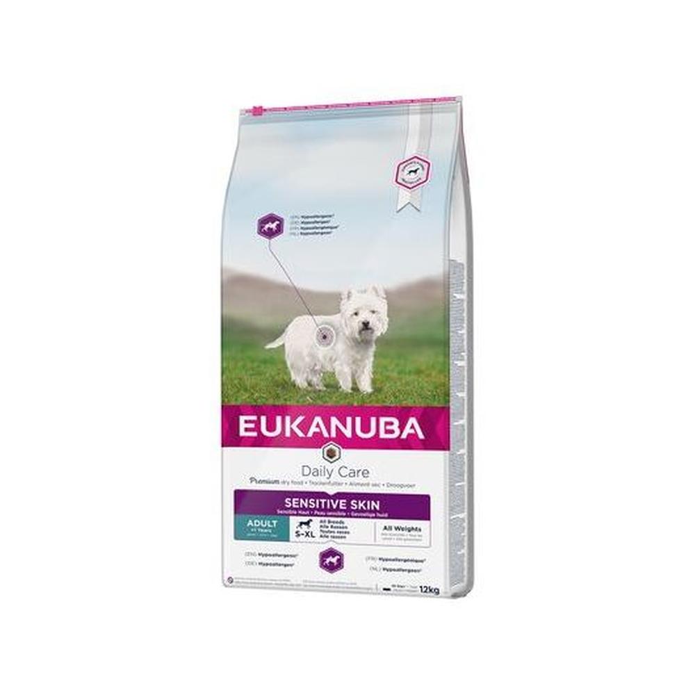 Eukanuba Adult Sensitive Skin – Hrană uscată hipoalergenică pentru câini, Pește, 12 kg