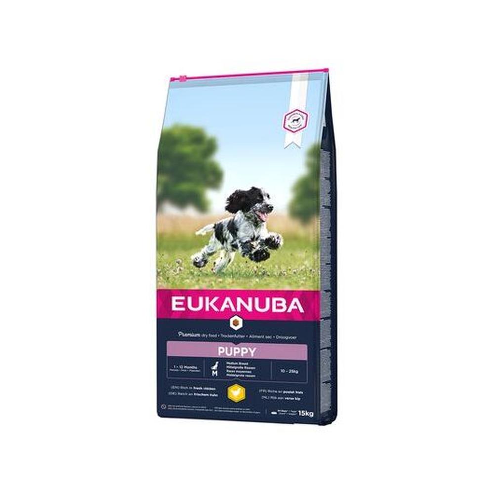 EUKANUBA Puppy Medium Breed Pui, DHA & Creștere Sănătoasă, 15 Kg