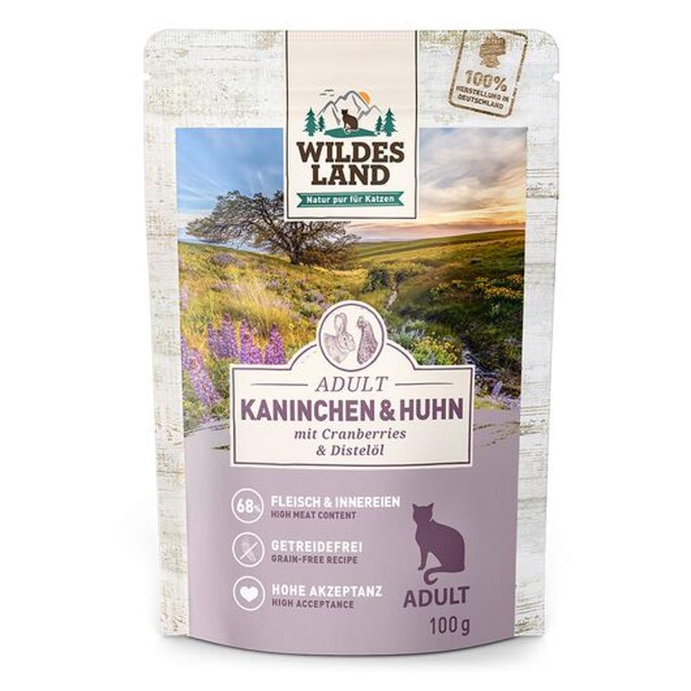 Wildes Land Hrană Umdă Pisici | Iepure & Pui (68% Carne) | Fără Cereale 100g
