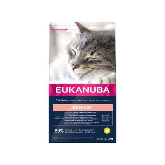 EUKANUBA Senior 7+ Pisică Pui & Ficat, 89% Proteine Animale & Urinar, 2 Kg