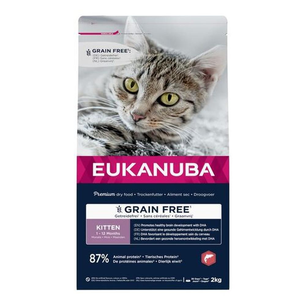 EUKANUBA Kitten Grain Free Somon, DHA & 87% Proteine Animale, 2 Kg