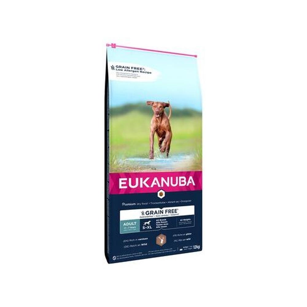 Eukanuba Grain Free Adult Wild – Hrană uscată hipoalergenică cu vânat, fără gluten, 12 kg