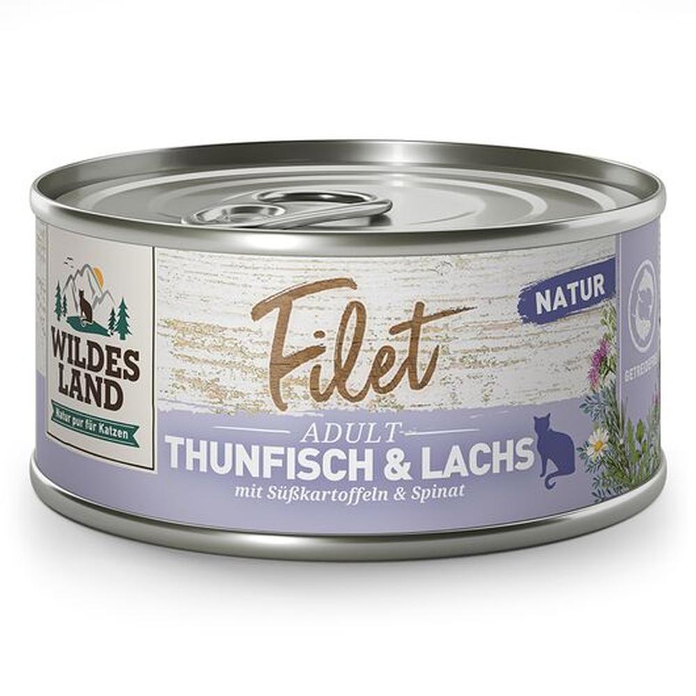 Wildes Land Filet Ton & Somon, Hrană Umedă Pisici, 73% Pește, 80g