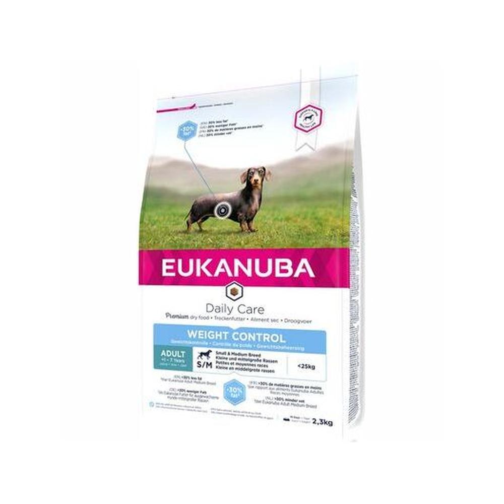 EUKANUBA Adult Mic/Mediu Weight Control, -30% Grăsime & L-Carnitină, 2.3 Kg
