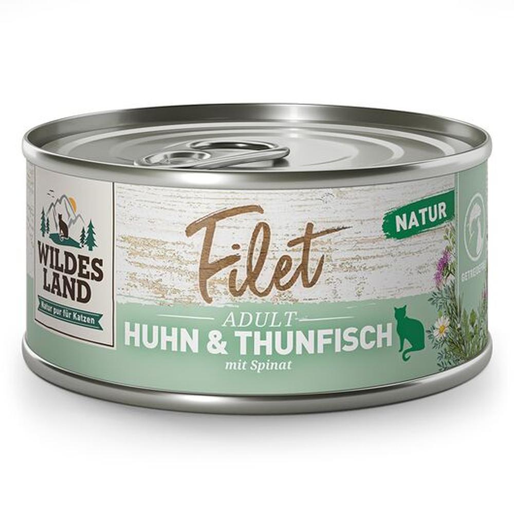 Wildes Land Filet Pui & Ton, Hrană Umedă Pisici, 73% Carne/Pește, 80g