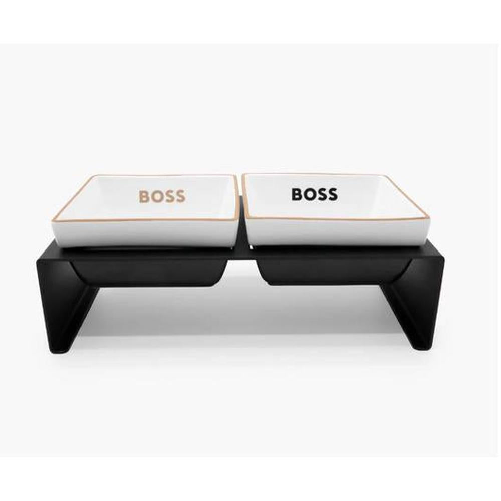 BOSS Set 2 Castoane Ceramice cu Suport, Câini/Pisici, Marime S, Lucrate Manual