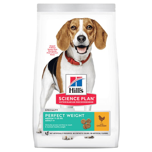 HILL'S SP Perfect Weight Câini Medii, Pui, Dietă Control Greutate 12 Kg