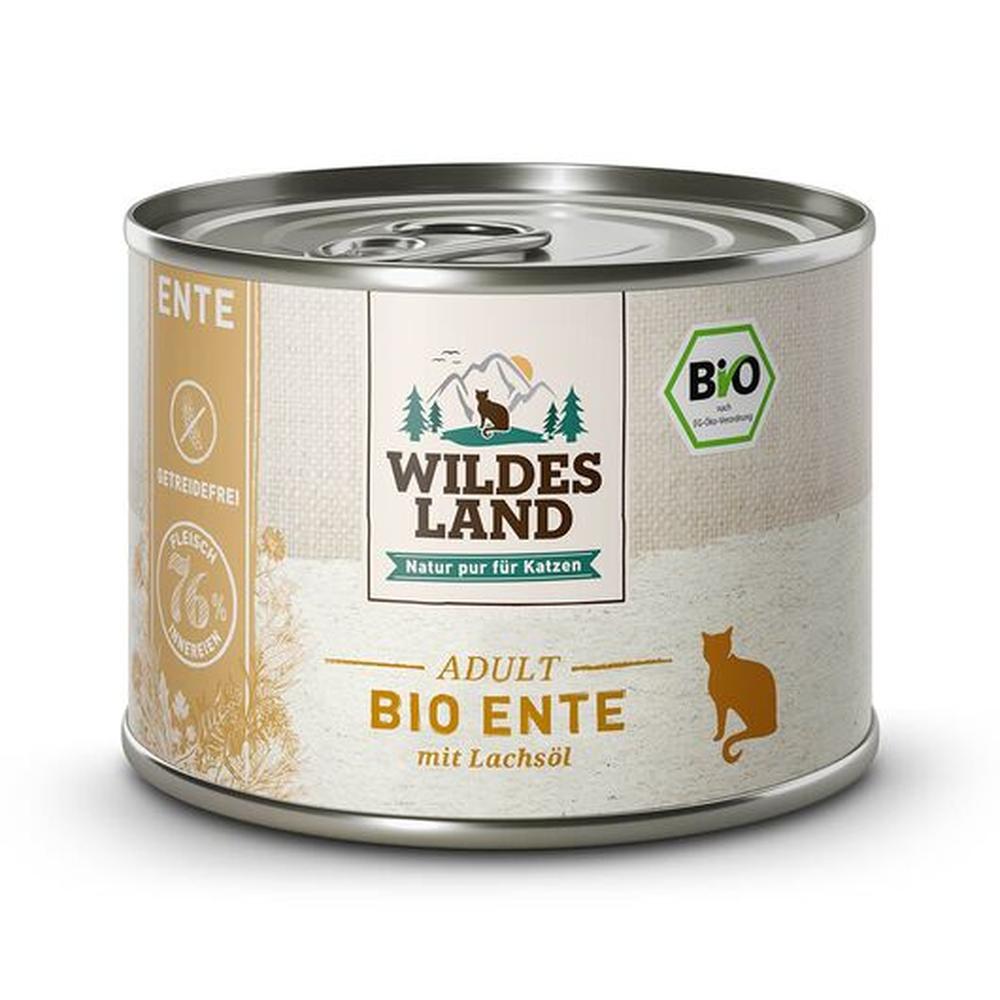 Wildes Land BIO Hrană Pisici | 76% Rață Monoproteină Pură | Omega-3 Fără Cereale 200 g