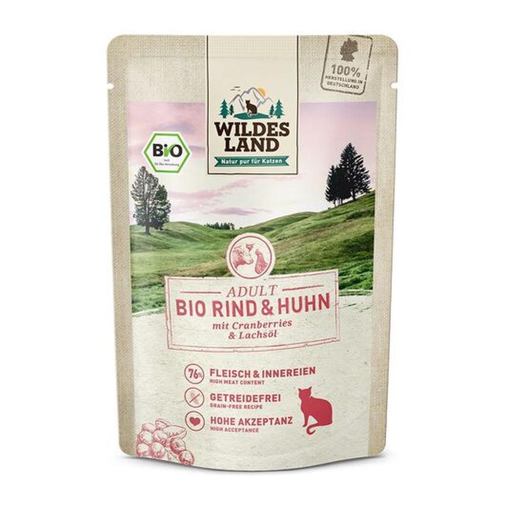 Wildes Land BIO Hrană Pisici | 76% Vită & Pui Organic | Fără Cereale & Zahăr