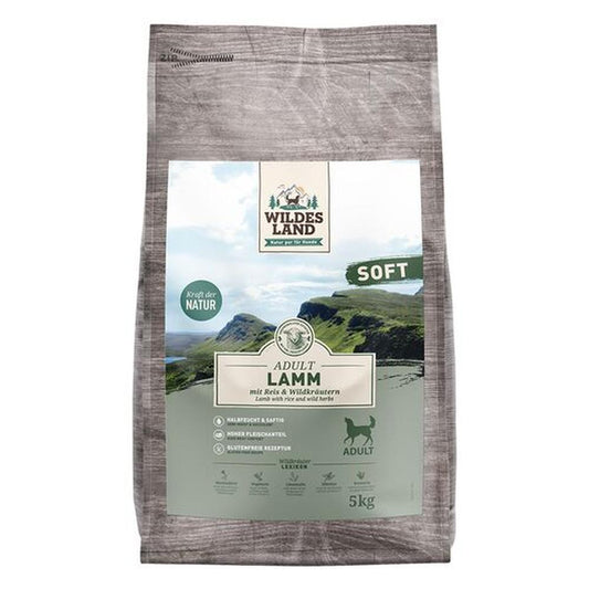 Wildes Land Hrană Uscată SOFT Adult | Miel & Orez | Fără Gluten | Semiumedă  5 kg