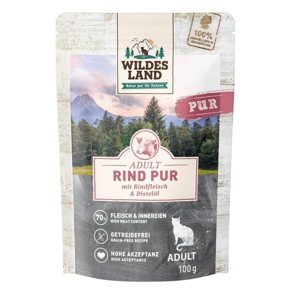 Wildes Land Hrană Umedă Pisici | 70% Vită Monoproteină | Taurină & Fără Cereale 100 g