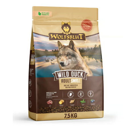 Wolfsblut Wild Duck hrana uscata pentru caini de talie mica cu rata salbatica 7.5 kg