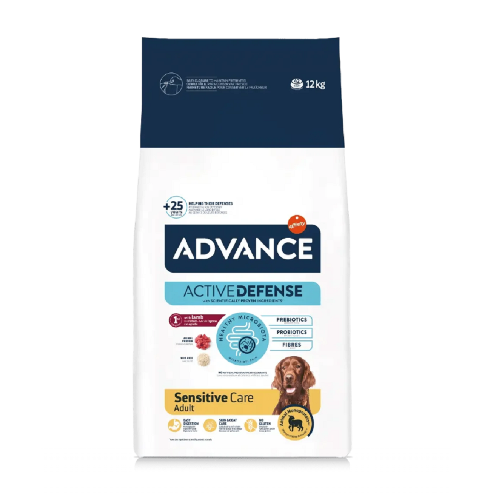 ADVANCE Sensitive, Somon & Orez, Digestie Sensibilă, Piele, 12 Kg