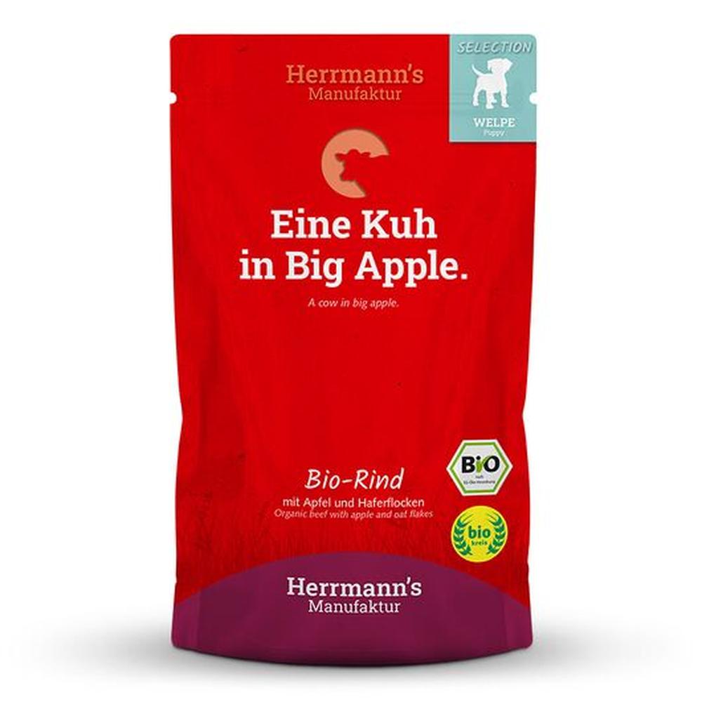 Hermann's Manufaktur Selection Puppy hrana umeda BIO cu vita si mere 150 g