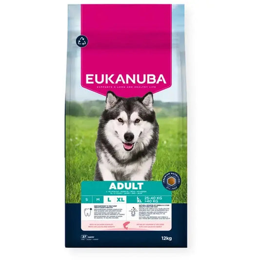 Eukanuba Adult Large Breed Somon & Orz – Hrană uscată premium pentru câini adulți de talie mare, 12 kg