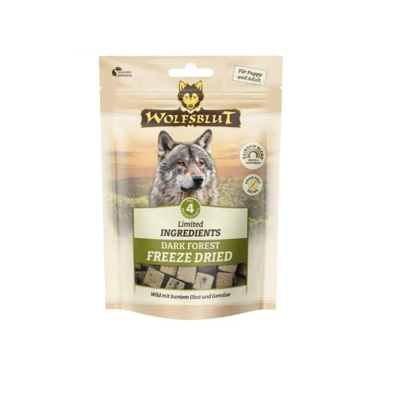 Wolfsblut Dark Forest Ingrediente limitate recompense presate la rece cu vanat 40 g
