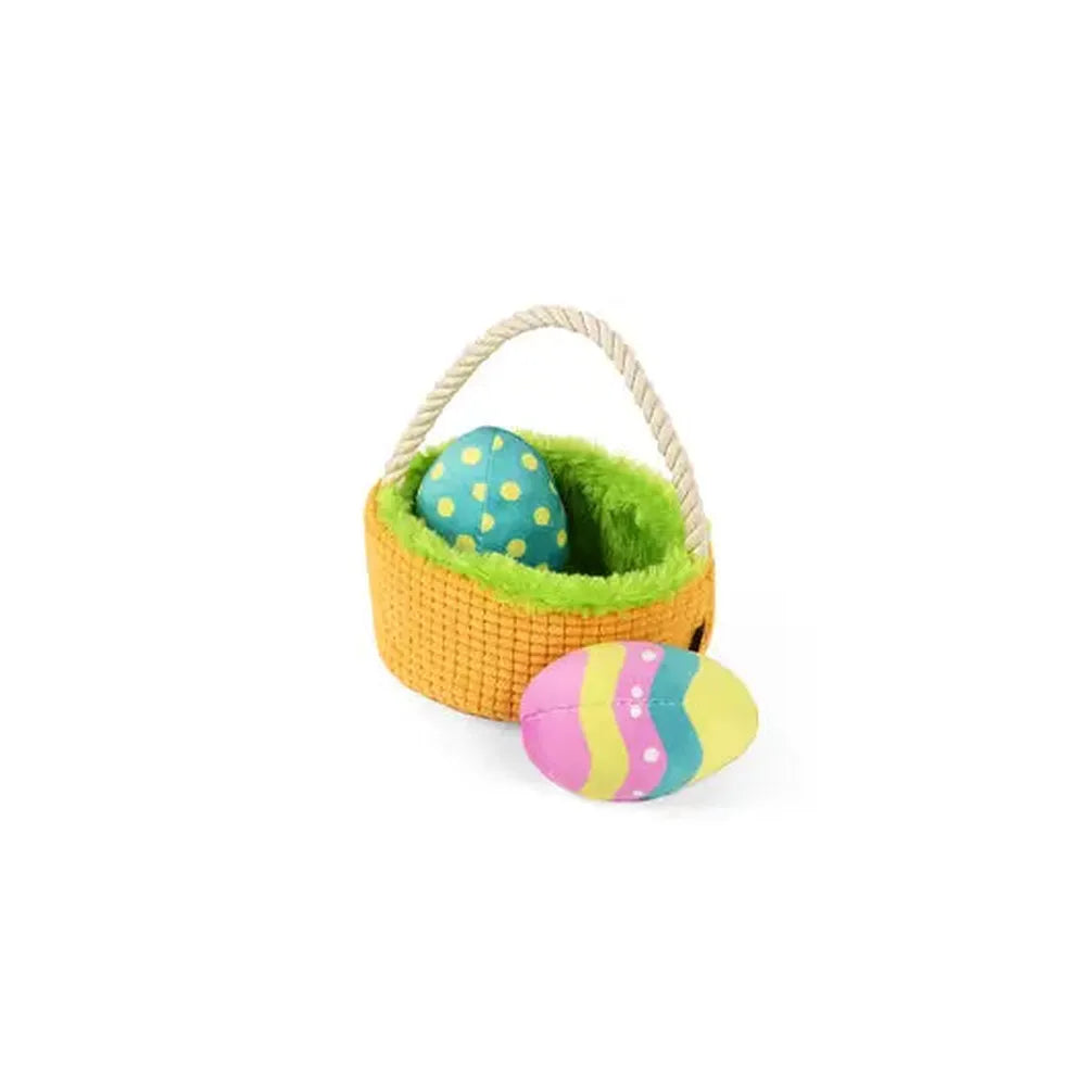 PLAY Jucărie Câini Coș cu Ouă (Egg Basket), Happy Hounds, Chițăit, Eco-Friendly, Set 3 Jucării