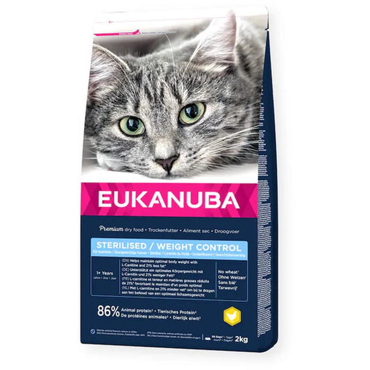 Eukanuba Cat Adult Sterilised / Weight Control with Chicken – 2 kg
