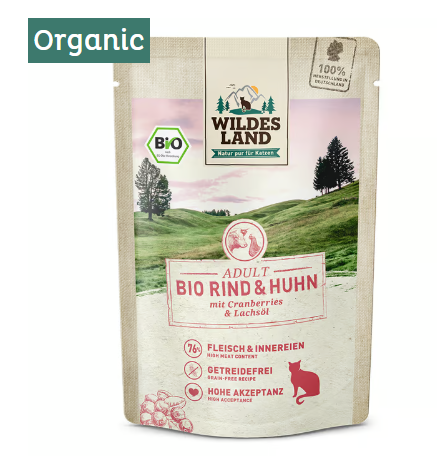 Wildes Land hrana umeda pentru pisici BIO somon si gaina 85 g