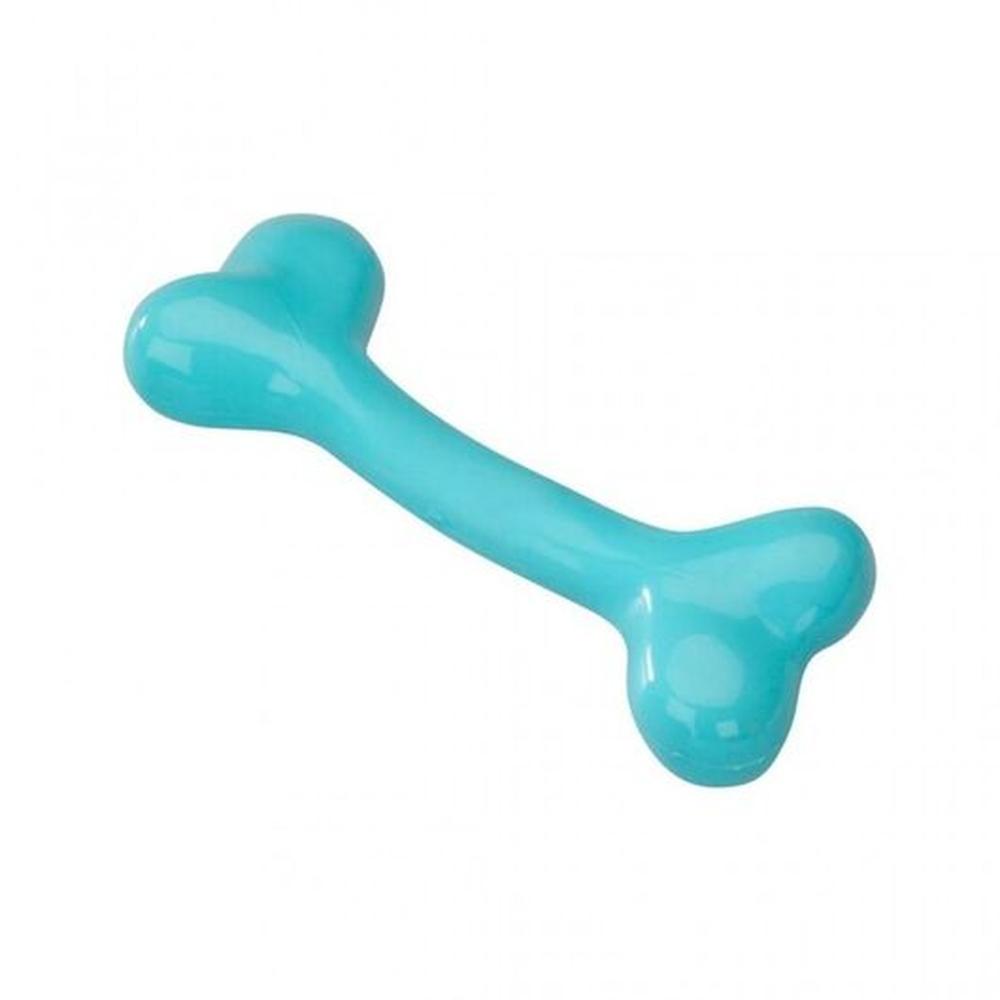 Jucărie Os Câini Cauciuc TPR Albastru M (17.75 cm), Aromă Mentă, Durabilă, Curățare Dinți