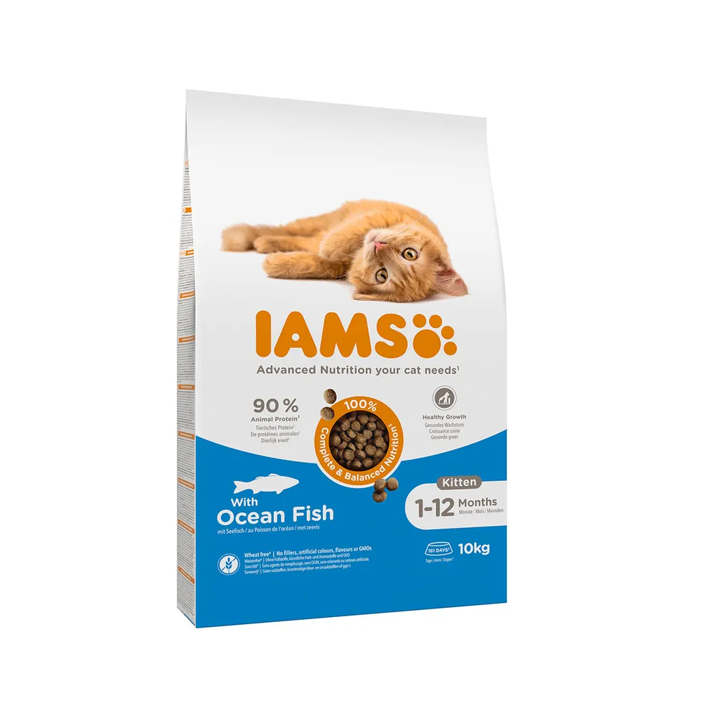 IAMS Vitality Kitten Pește Oceanic, 90% Proteine & DHA, 10 Kg