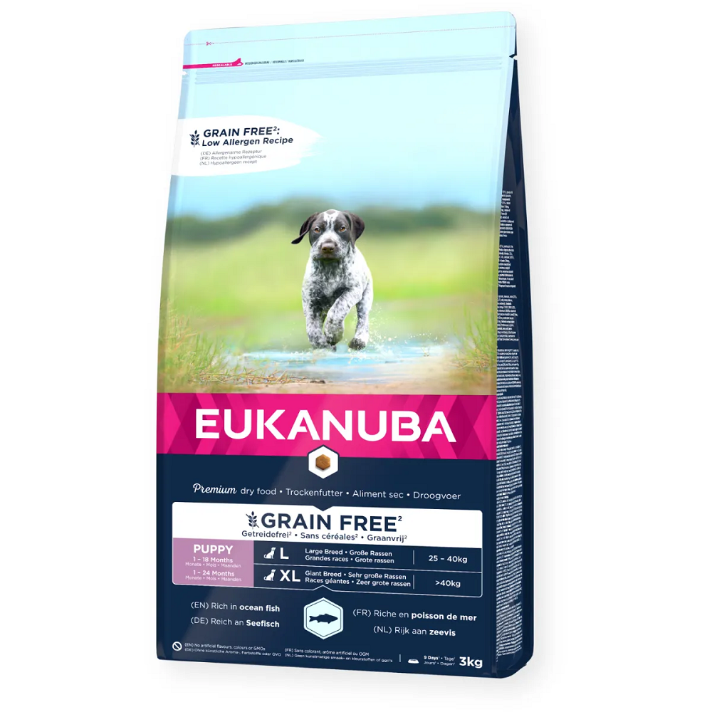 Eukanuba Grain Free Puppy Large & Giant Breed Somon – Hrană uscată fără cereale pentru căței (12 kg)