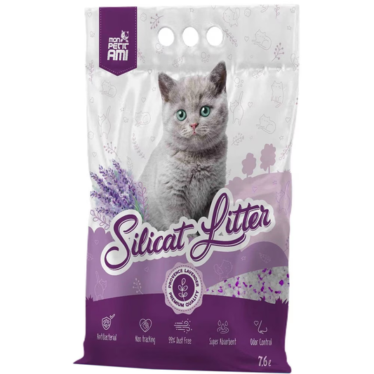Mon Petit Ami Nisip Silicat Pisici, Lavandă, 3.8 L, Absorbție Rapidă, Anti-Miros, Non-Toxic