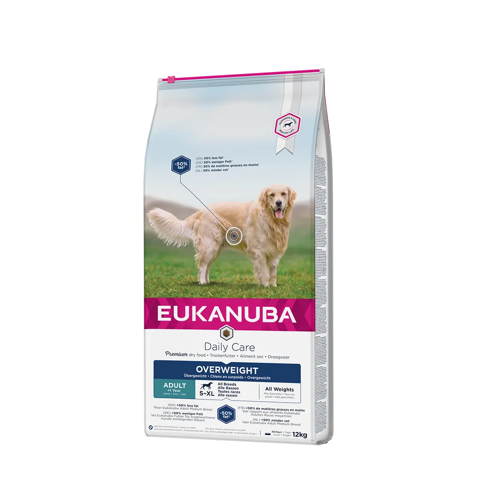 Eukanuba Adult Overweight & Sterilized – Hrană uscată pentru câini adulți cu tendință la îngrășare, 12 kg