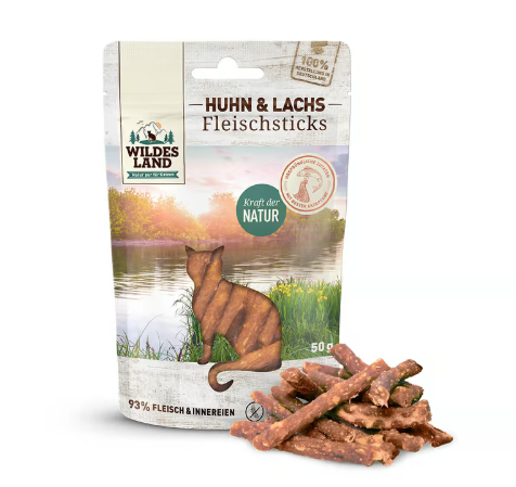 Wildes Land recompense pentru pisici cu pui si somon 50 g
