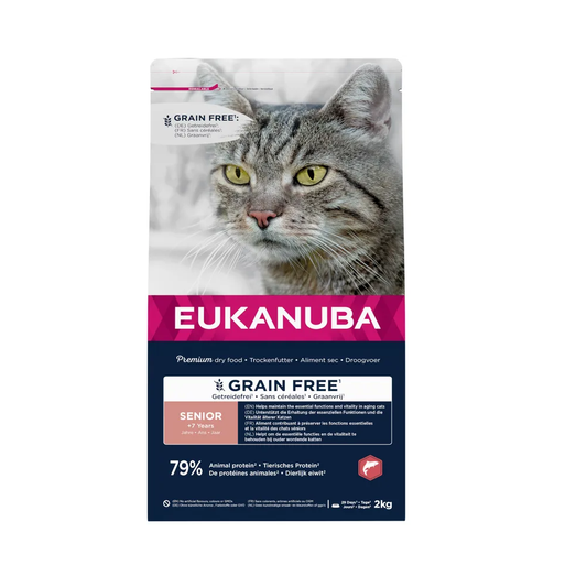 EUKANUBA Senior Grain Free Somon, 79% Proteine & L-Carnitină, 2 Kg