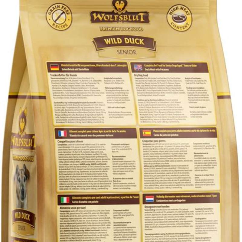 Wolfsblut Senior Wild Duck Trockenfutter 2 kg - detalii ambalaj