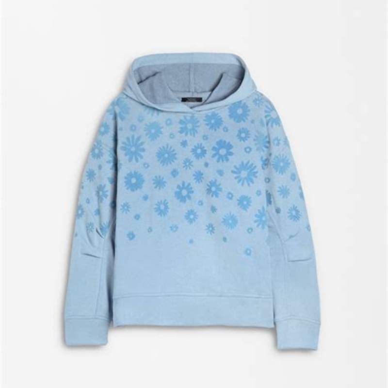 Hanorac albastru model floral M - vedere frontală