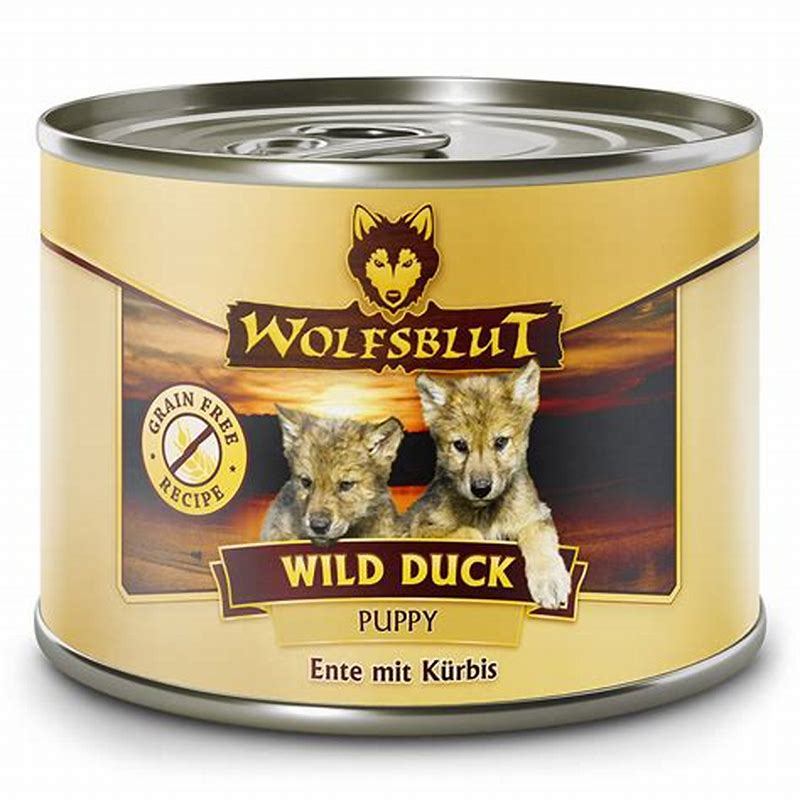 Wolfsblut hrana umeda Puppy Wilde Duck din carne de rata 200 g - detalii ambalaj