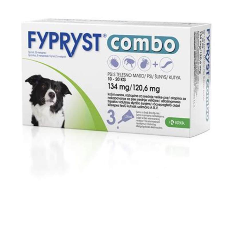 Fypryst Combo Dog 134mg - M (10-20kg) x 3 pip - imagine produs