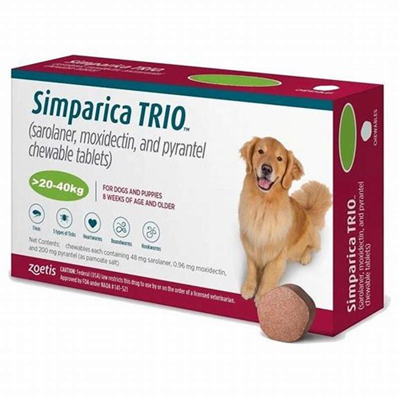 Simparica Trio 48mg (20.1-40kg) x 3 tab - vedere frontală
