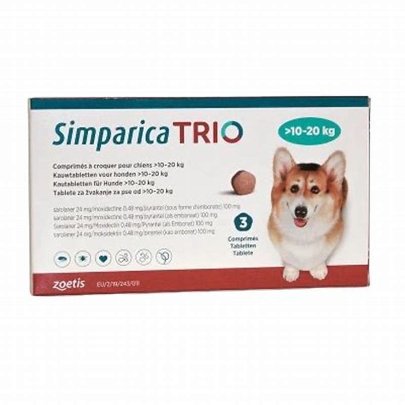 Simparica Trio 24mg (10.1-20kg) x 3 tab - vedere frontală
