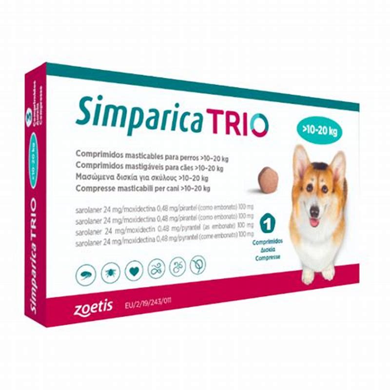 Simparica Trio caini (2.5-5 kg)-cpr.mast. x 3-Zoetis BE - vedere frontală