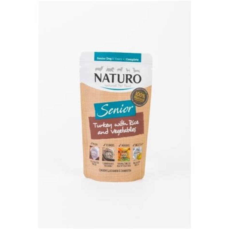 NATURO Senior hrana umeda pentru caini cu curcan si orez 400 g - vedere frontală