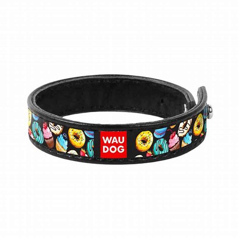 Waudog Zgarda piele naturala Donuts cu QR Passport, 35mmx46-60 cm, negru - detalii ambalaj