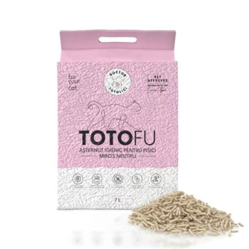 Asternut igienic pentru litiera TOTOFU natural, pe baza de plante, ultra-absorbant, cu pudra de lapte, 7 L - imagine produs