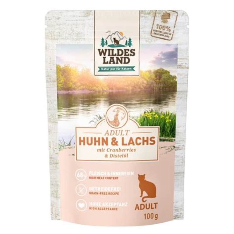 Wildes Land Hrana umeda pentru pisici file de pui si somon 80 g - detalii ambalaj